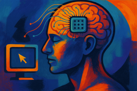 implante cerebral conectando un cerebro humano a un ordenador inspirada en el avance de Paradromics en interfaces cerebro computadora (1)