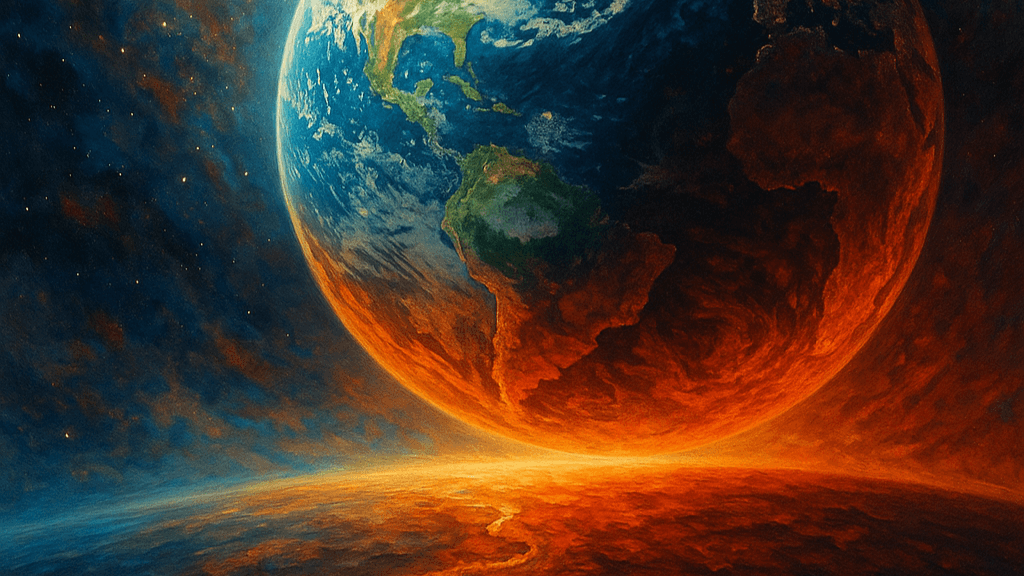 intura-artistica-de-la-Tierra-desde-el-espacio-con-zonas-verdes-desvaneciendose-en-tonos-rojos