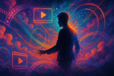 silueta de un usuario del nuevo editor de videos de meta en un entorno creativo