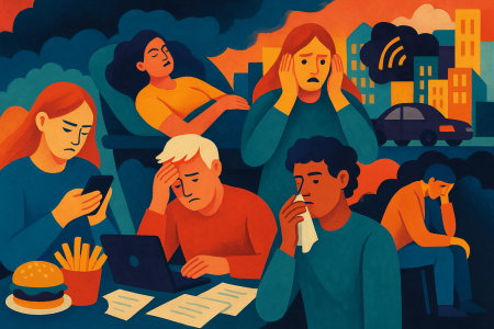 Ilustración artística contemporánea que representa los efectos negativos de las costumbres modernas (1)