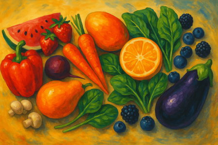 frutas y verduras de colores dispuestas en forma de arco (1)