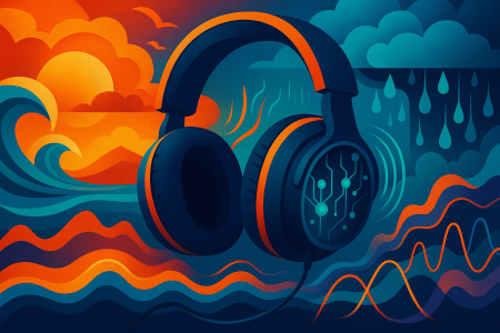 auriculares sobre un fondo dividido en dos ambientes (1)