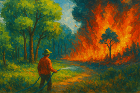 bosque dividido entre un incendio forestal y un entorno verde (1)