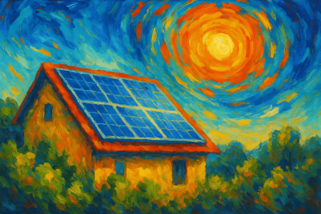 casa con paneles solares bajo un sol radiante (1)