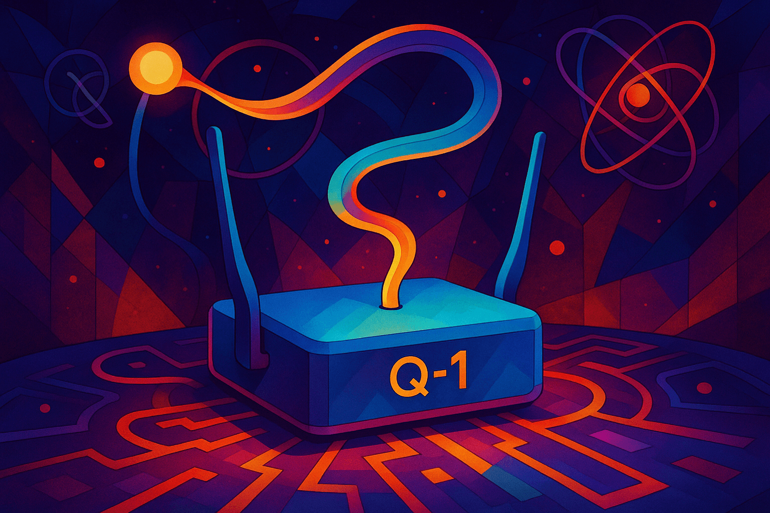futuristic quantum router labeled Q-1 (1)