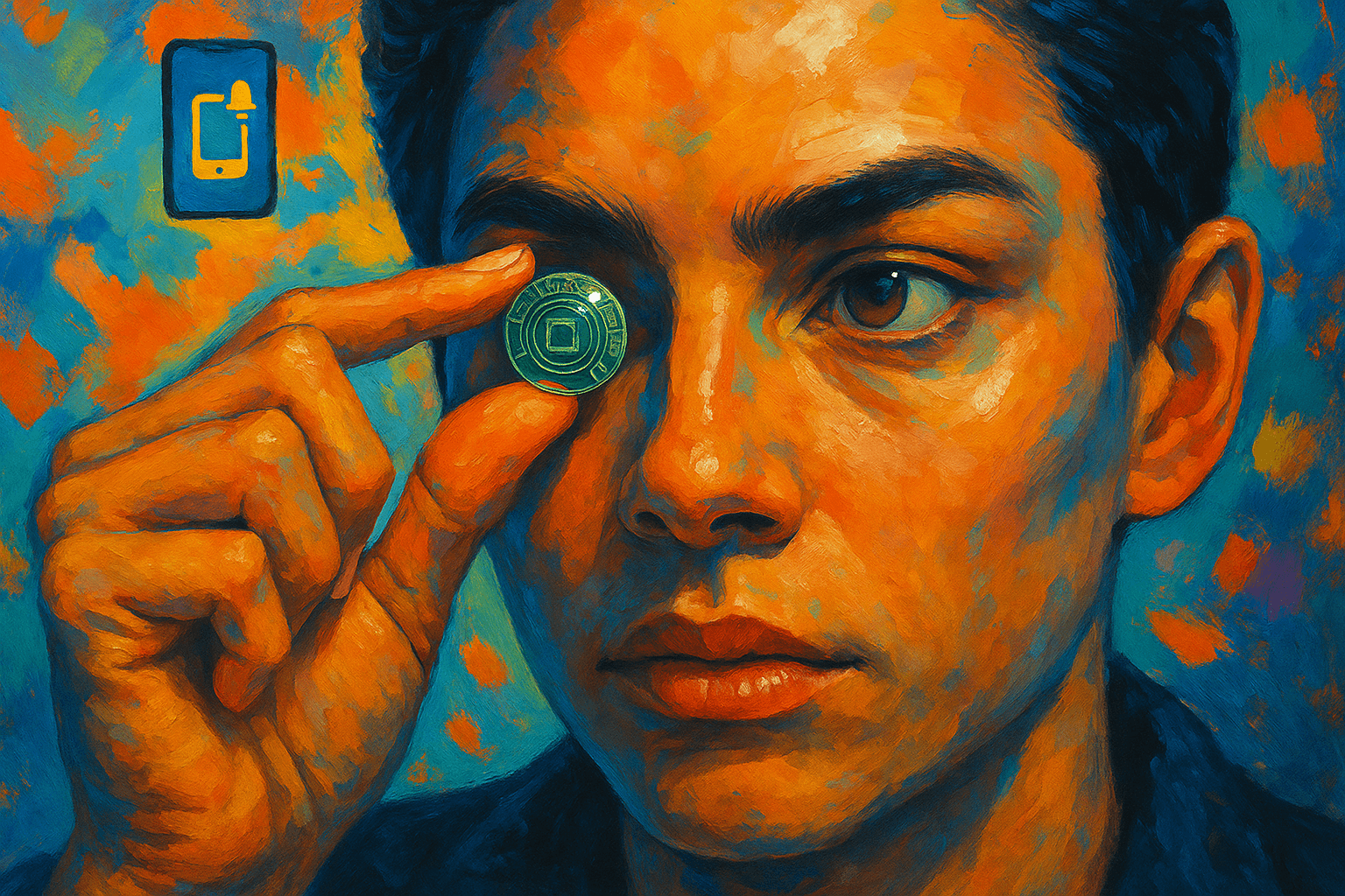 joven colocando un lente de contacto con realidad aumentada en su ojo (1)