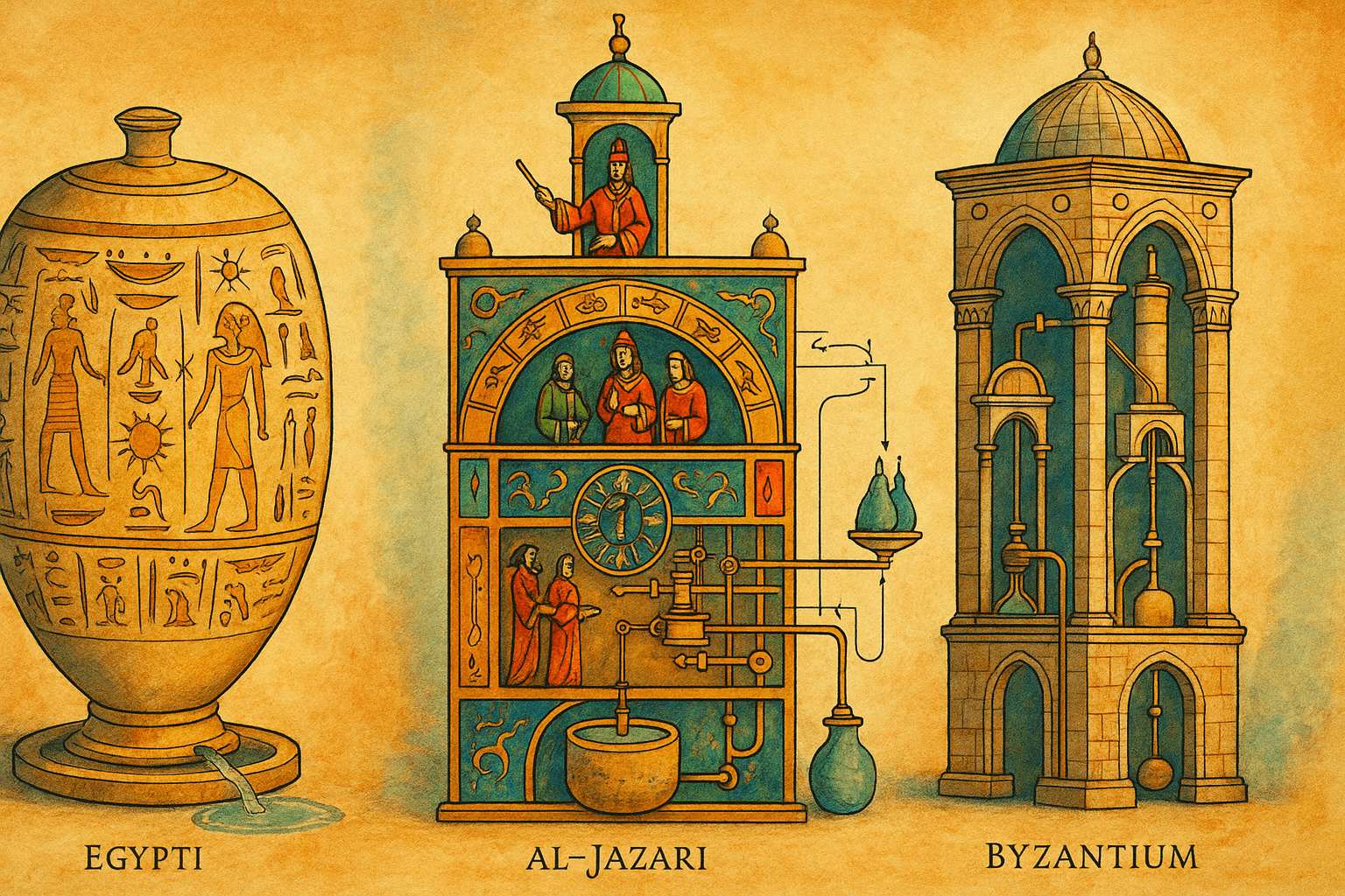 Clepsidras: del templo de Karnak a los ingenios automáticos de al-Jazari