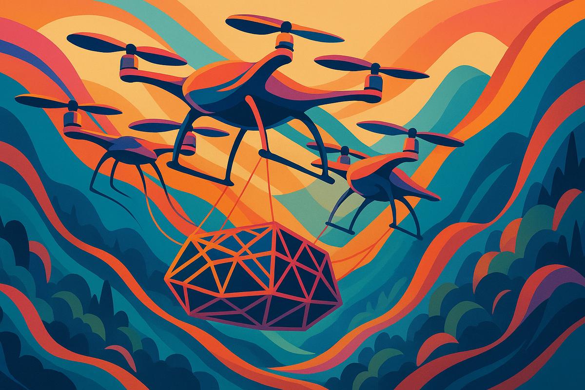 Un nuevo algoritmo permite a drones transportar objetos pesados en equipo con mayor agilidad