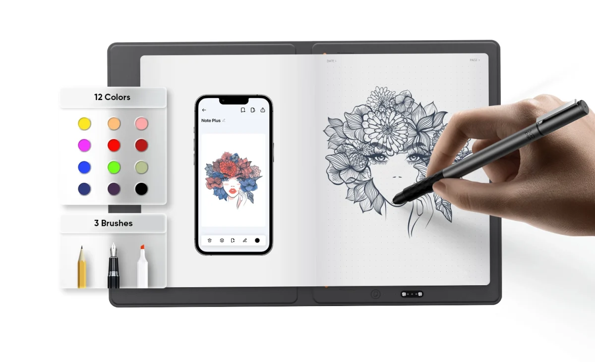 La app ofrece 12 colores y 3 tipos de pincel para enriquecer tus notas digitales