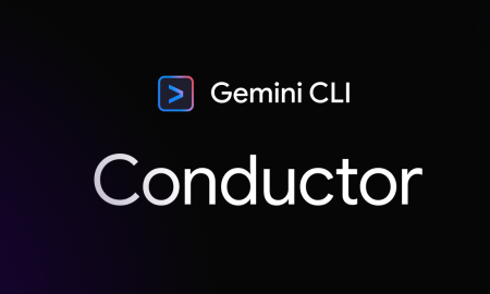 Cabecera oficial del blog de Google Conductor con el logo de Gemini CLI sobre fondo negro y el texto Conductor, herramienta de revisión automática de código con inteligencia artificial