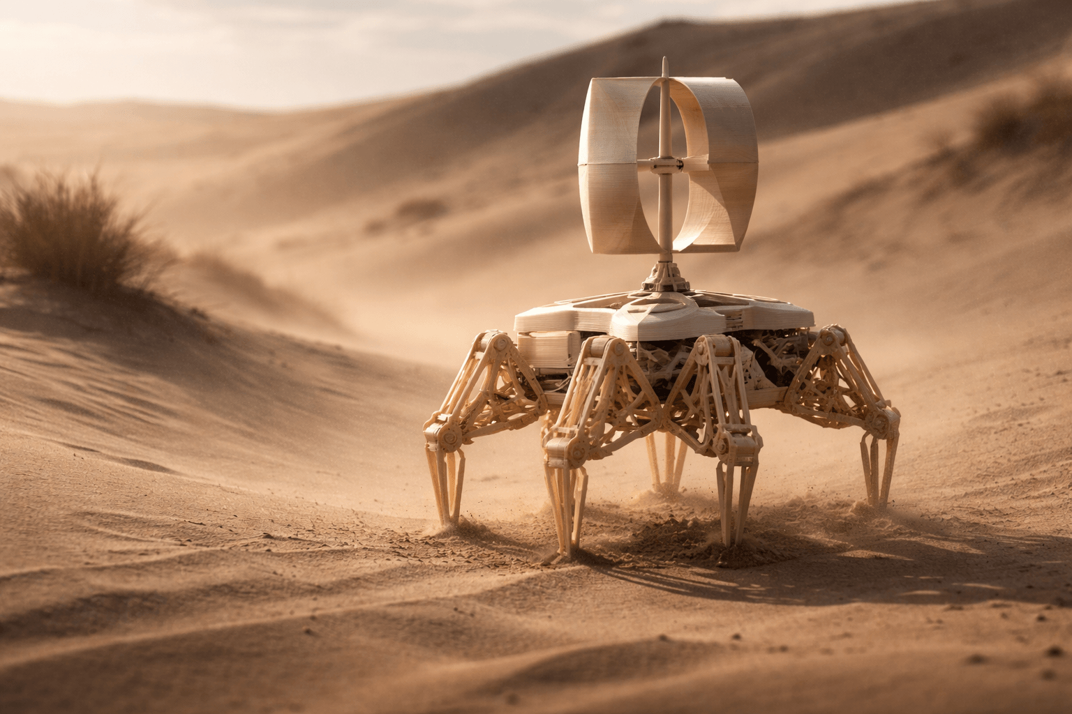 WANDER-bot: el robot impreso en 3D que camina con el viento y no necesita batería (ni en Marte)