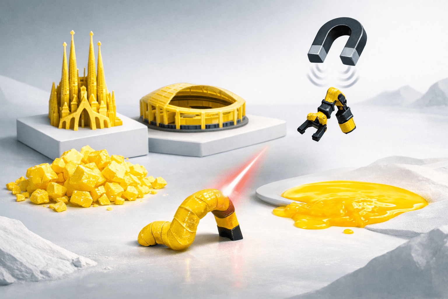 De residuo incómodo a robot flexible: la impresión 4D con azufre que se mueve y se recicla