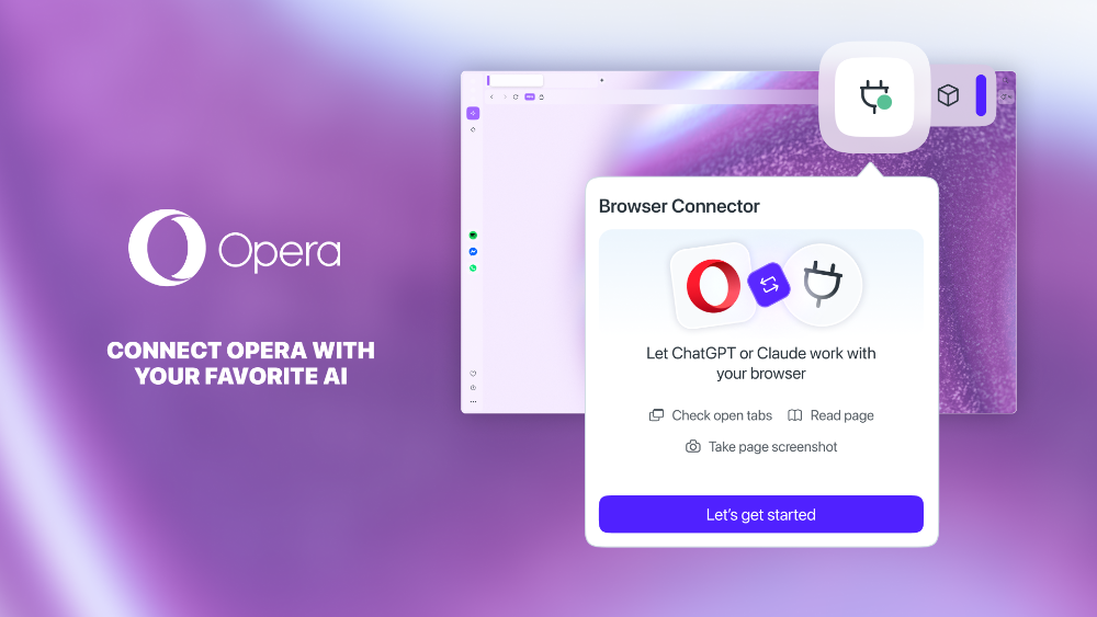 Opera Browser Connector lleva la IA de Neon al navegador gratuito: ChatGPT y Claude ahora acceden a tus pestañas abiertas en Opera One y Opera GX vía MCP