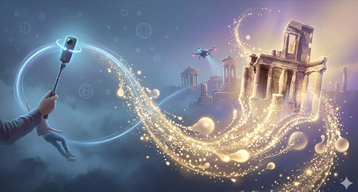 Convierte un vídeo 360 de 10 minutos en un gemelo digital 3D: Insta360 y Splatica llevan la captura Gaussian Splatting a cualquier creador (y a Pompeya)