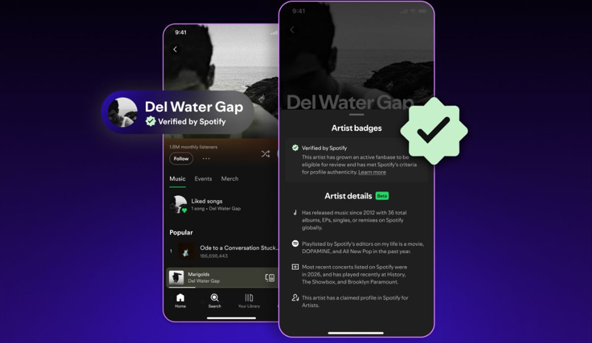 Spotify lanza «Verified by Spotify» para distinguir humanos de IA: el 99% de los artistas que buscas tendrá el sello, pero los AI-personas quedan fuera