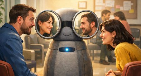 MirrorBot: un robot de Cornell con dos espejos que hace que desconocidos en una sala de espera se miren a los ojos y empiecen a hablar