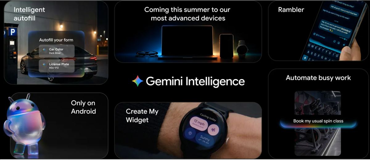 Gemini Intelligence: Google convierte Android en una capa de IA que actúa entre apps, dicta texto limpio y crea widgets sin código