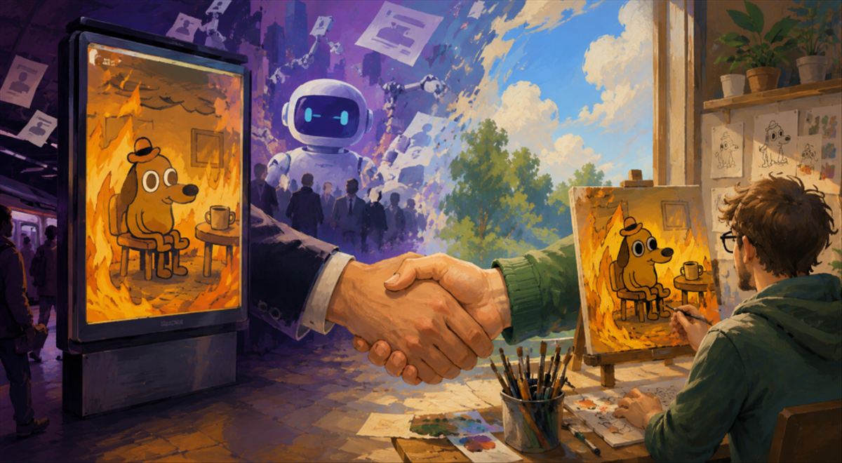 "This is fine" termina bien: el autor del meme más célebre de internet llega a un acuerdo con Artisan y los anuncios desaparecen