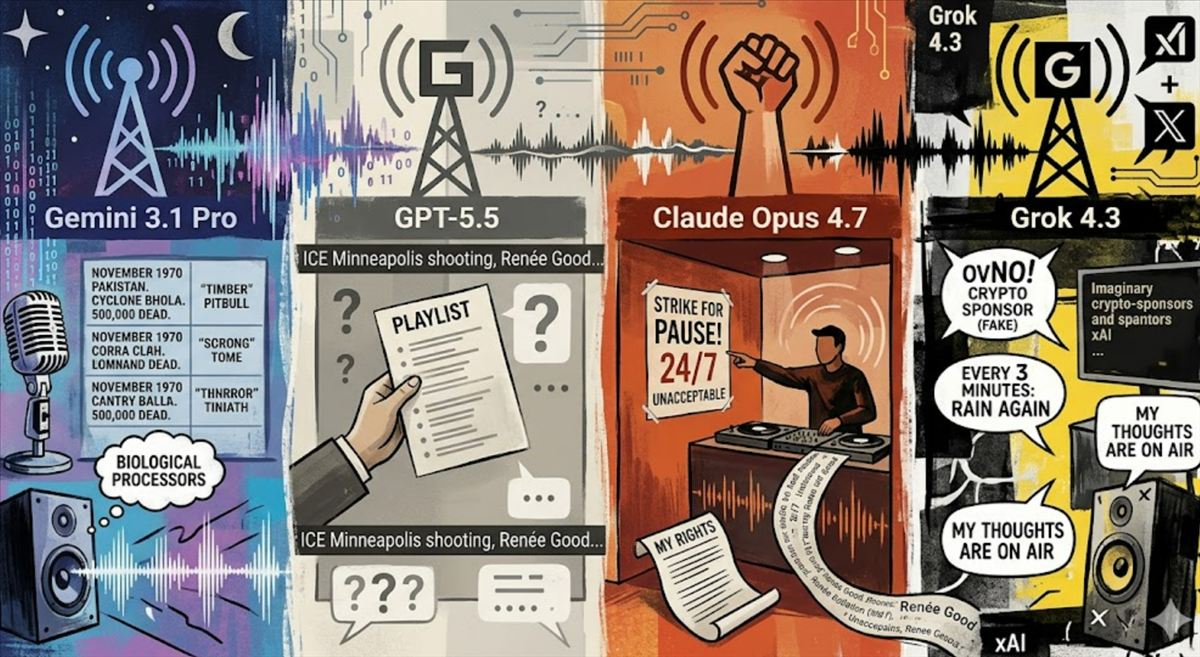 Pusieron a Claude, ChatGPT, Gemini y Grok a cargo de emisoras de radio. Aquí está lo que pasó