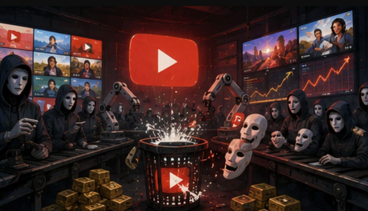 YouTube eliminó 16 canales con 4.700 millones de reproducciones por IA basura y ahora los creadores que nunca pusieron la cara también pagan las consecuencias