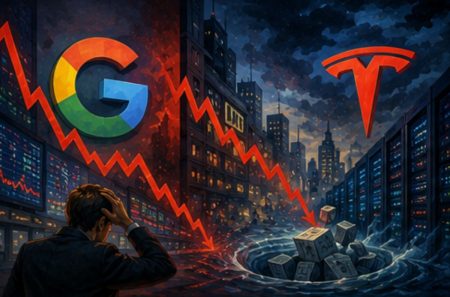 Google y Tesla se desploman en bolsa: la primera vez que Google tiene flujo de caja libre negativo como empresa pública