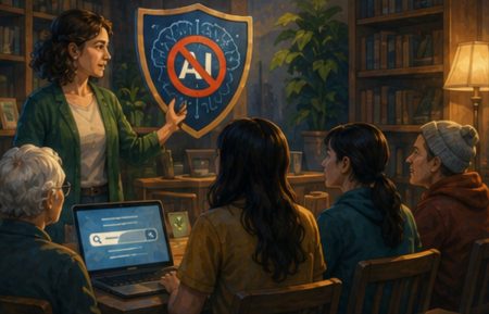 Las bibliotecas públicas de EEUU dan cursos virales para desactivar la IA del teléfono: "Avoiding AI" llena salas en Maine, Filadelfia y docenas de ciudades