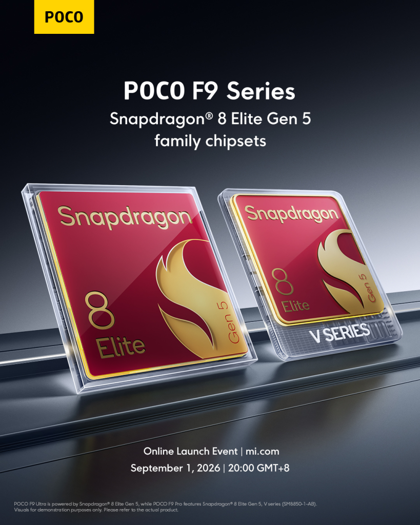Los dos chipsets de la familia Snapdragon 8 Elite Gen 5 de la POCO F9 Series, incluida la variante V series del POCO F9 Pro
