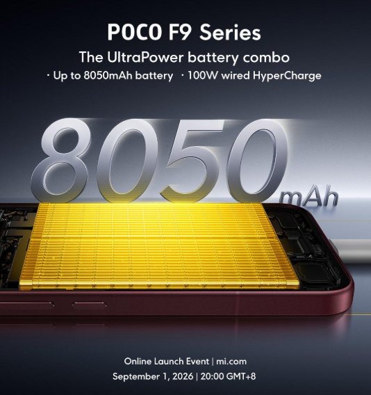 La batería de silicio-carbono de 8050mAh del POCO F9 Ultra con carga HyperCharge de 100W