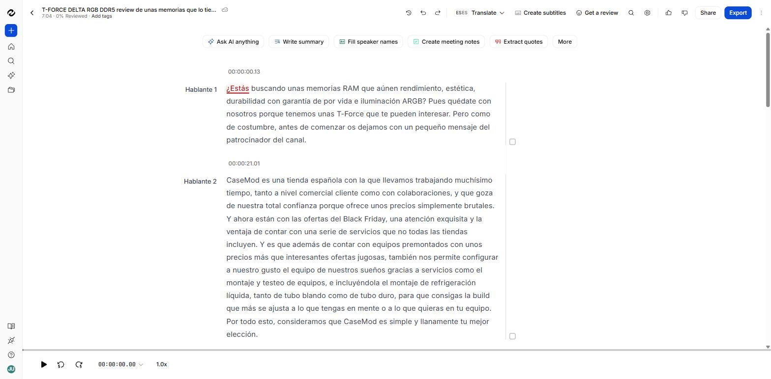 HappyScribe a prueba: su transcripción ya acierta con la jerga técnica y el chat con IA la hace mucho más útil
