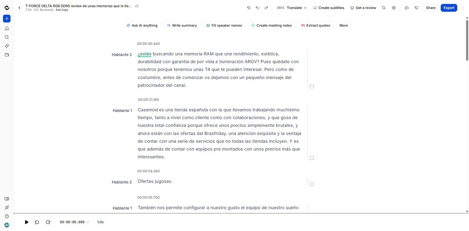 Transcripción de 2023 con errores como ARGV, T4 o Brasfriday