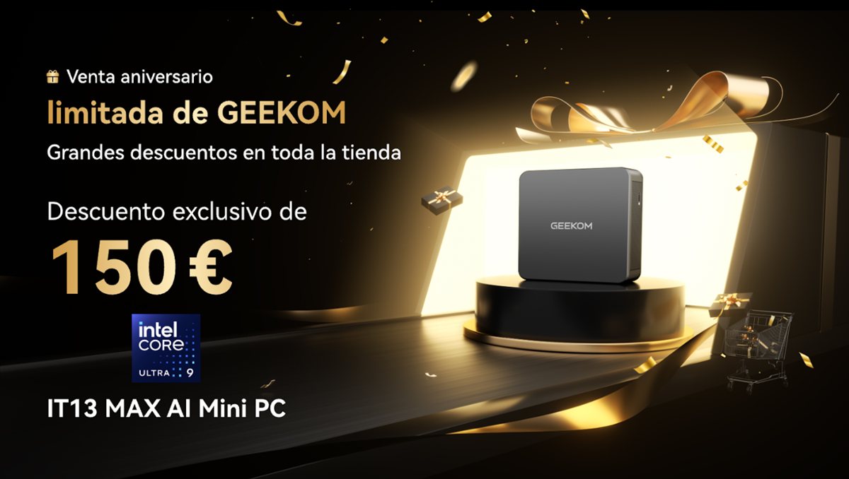 GEEKOM IT13 MAX Mini PC con 150 euros de descuento. Un Ultra 9 185H con precio especial por el aniversario