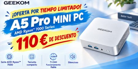GEEKOM A5 Pro Mini PC: -110 € por tiempo limitado en el todoterreno con AMD Ryzen serie 7000 pensado para funcionar 24/7
