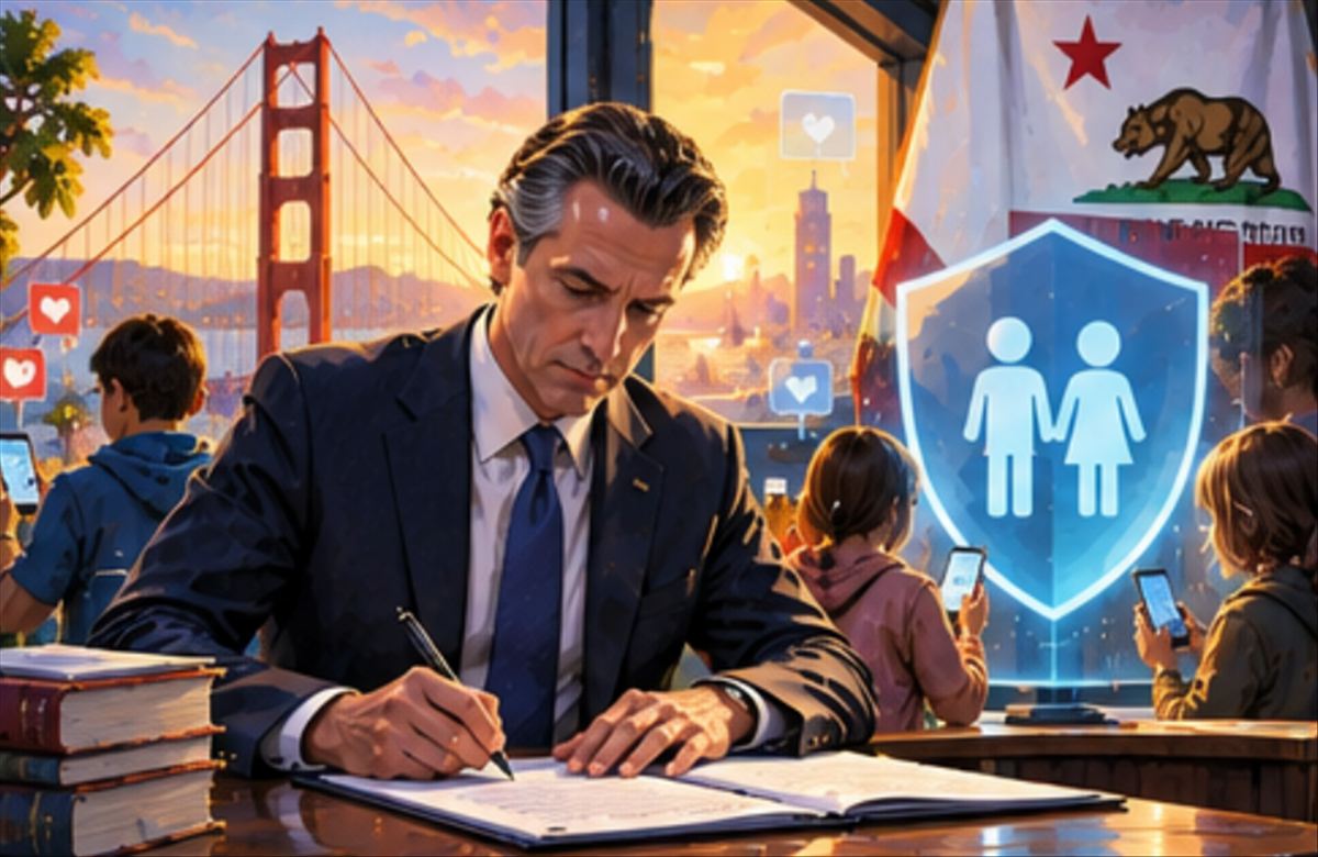 Newsom firma el paquete de leyes de seguridad infantil más duro de EE.UU., pero veta la prohibición general de chatbots para menores de 18