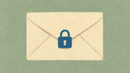 Un sobre cerrado con candado representa la protección de conversaciones privadas con un PIN.