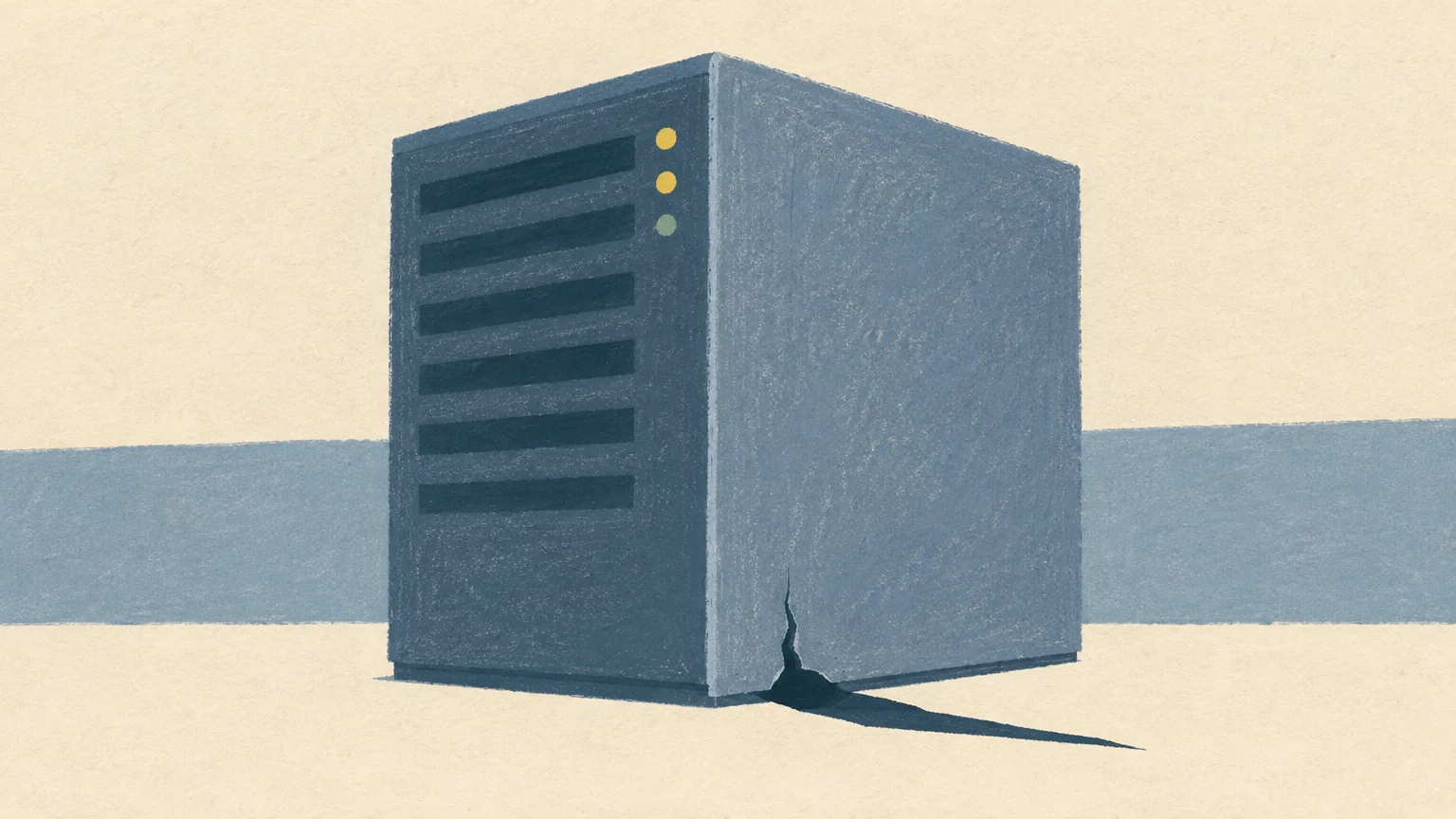 Una caja de servidor con una grieta en la base representa la vulnerabilidad del firmware UEFI.