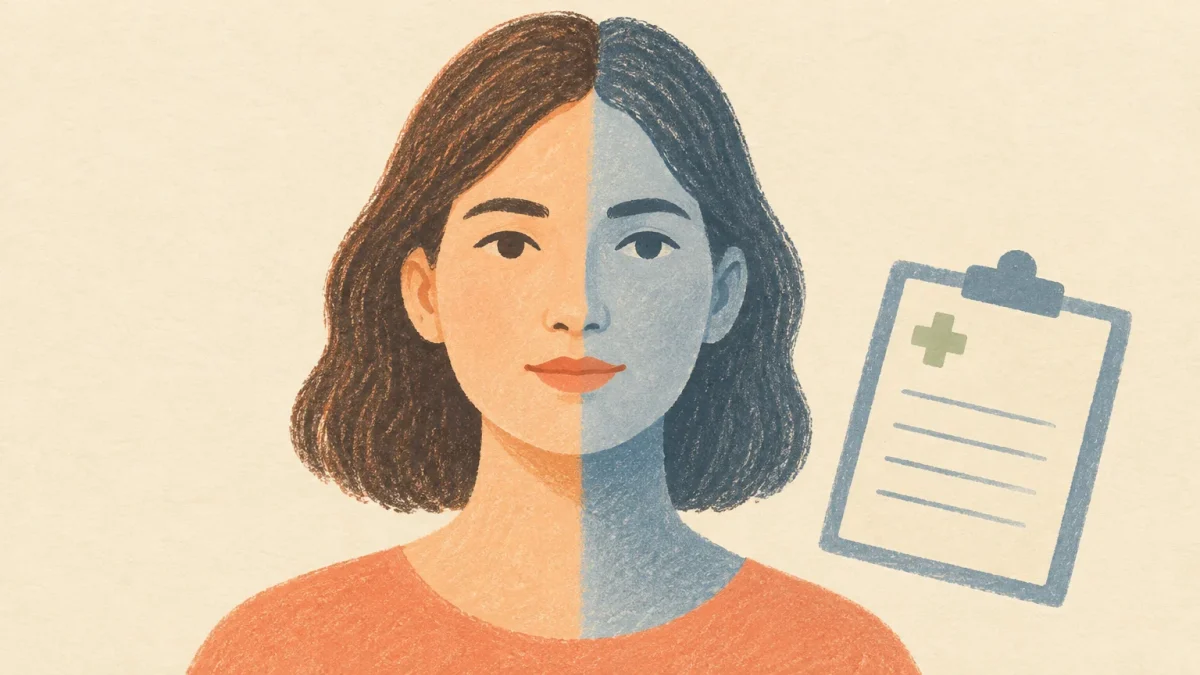 Un rostro dividido en dos tonos representa la estimación de edad biológica y pronóstico oncológico mediante IA.