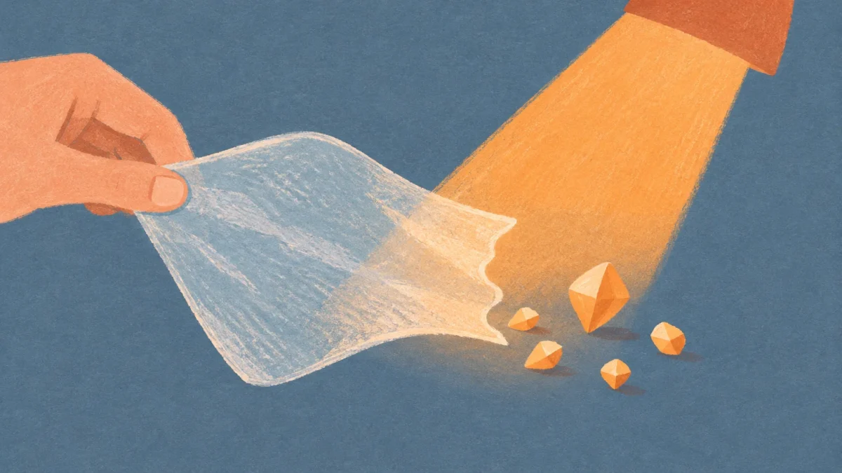 Un haz de luz transforma una lámina de plástico en pequeñas gemas de nanodiamante.