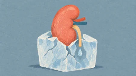 Un riñón emerge del hielo y vuelve a producir una gota tras más de un año congelado.